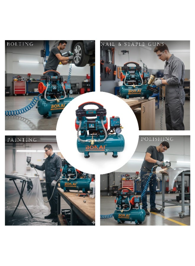 بوناي ضاغط هواء بوناي BN-HK116، خزان سعة 10 لترات، محرك عالي الكفاءة بقدرة 1380 واط، ضغط 0.8 ميجا باسكال، تدفق هواء 58 لتر/دقيقة، استخدام مزدوج، حماية من الحرارة الزائدة - Image 2